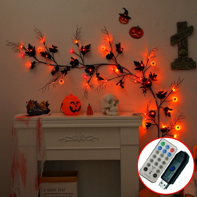 Halloween LED String Lights, 79" Creeping Ivy with Orange & Purple Glow, Perfect for Home Decor, Weddings, and Festive Celebrations