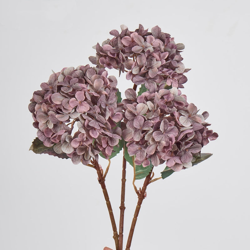 3 Pcs Autumn Silk Hydrangea Stems, 16" Tall with Large 6" Flower Heads, Lifelike Artificial Flowers for Fall Wedding Bouquets, Centerpieces & Home Decor