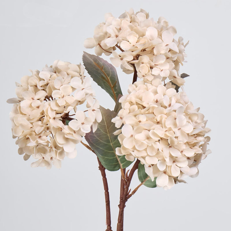 3 Pcs Autumn Silk Hydrangea Stems, 16" Tall with Large 6" Flower Heads, Lifelike Artificial Flowers for Fall Wedding Bouquets, Centerpieces & Home Decor