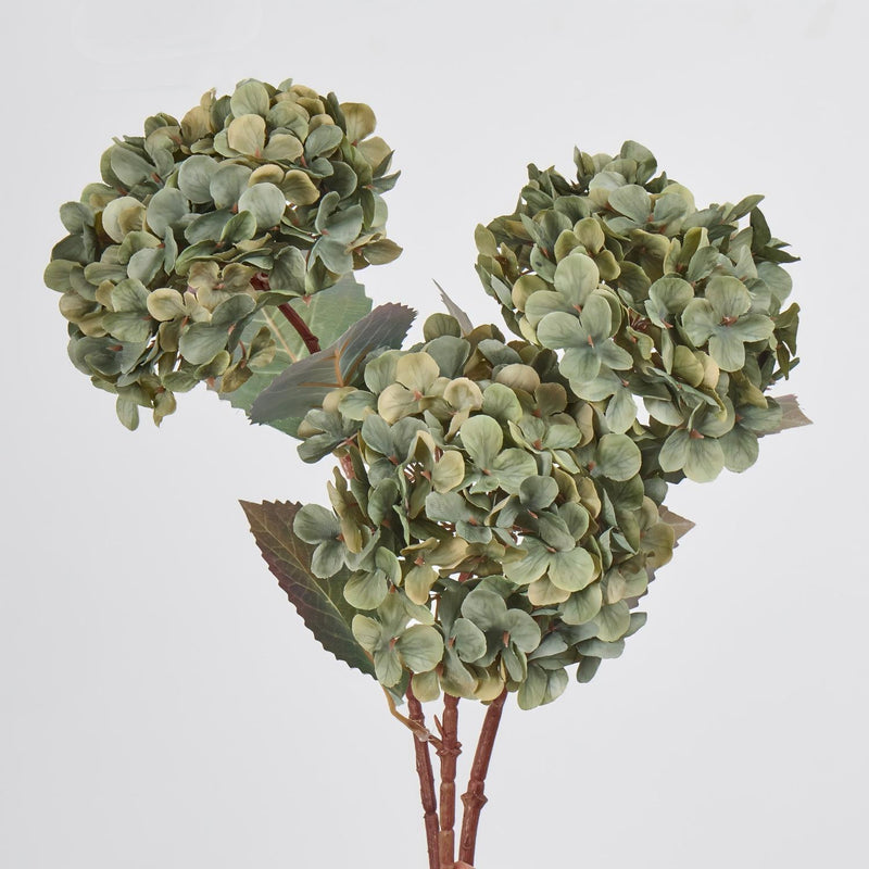 3 Pcs Autumn Silk Hydrangea Stems, 16" Tall with Large 6" Flower Heads, Lifelike Artificial Flowers for Fall Wedding Bouquets, Centerpieces & Home Decor