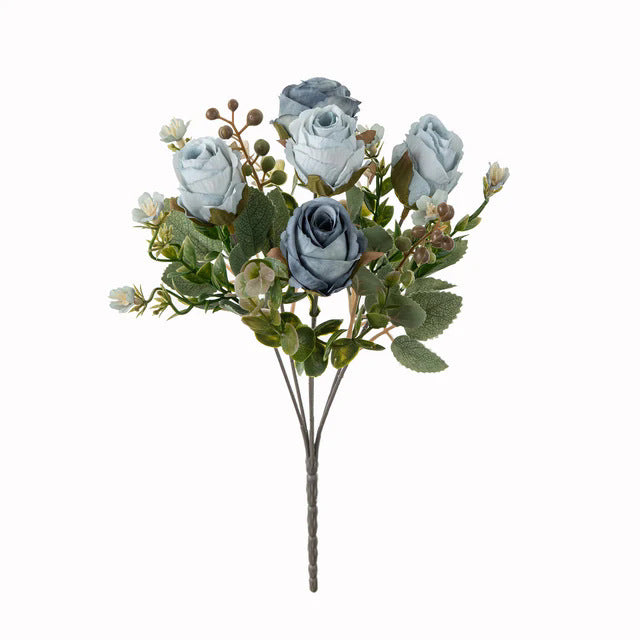 Autumn Classic Rose Bouquet, 12" Realistic Faux Flowers, Perfect for Weddings, Home Decor, and Seasonal Displays