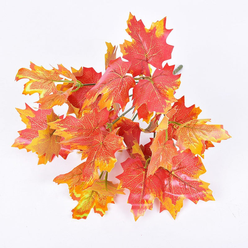 Autumn Maple Leaf Spray, Set of 2, 12-Inch Realistic Faux Fall Leaves for Halloween, Thanksgiving, Wedding Centerpieces & Home Decor