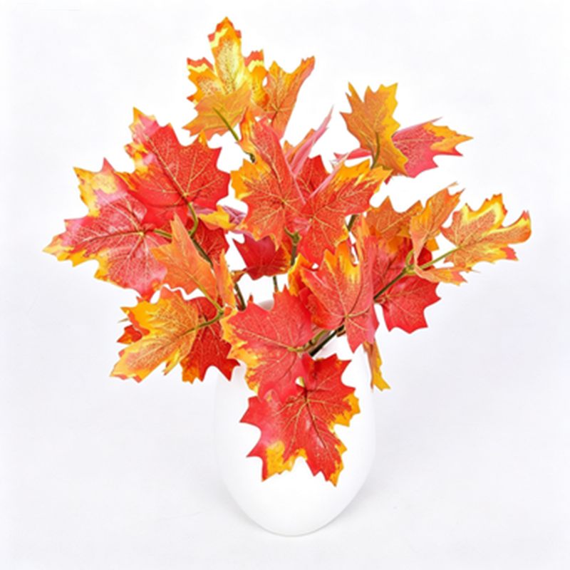 Autumn Maple Leaf Spray, Set of 2, 12-Inch Realistic Faux Fall Leaves for Halloween, Thanksgiving, Wedding Centerpieces & Home Decor