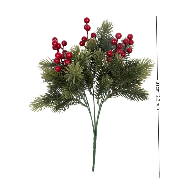 Lifelike Red Christmas Berry Stems, Set of 2, 12-14" Faux Holiday Picks for Festive Wreaths, DIY Wedding Centerpieces, and Winter Home Decor