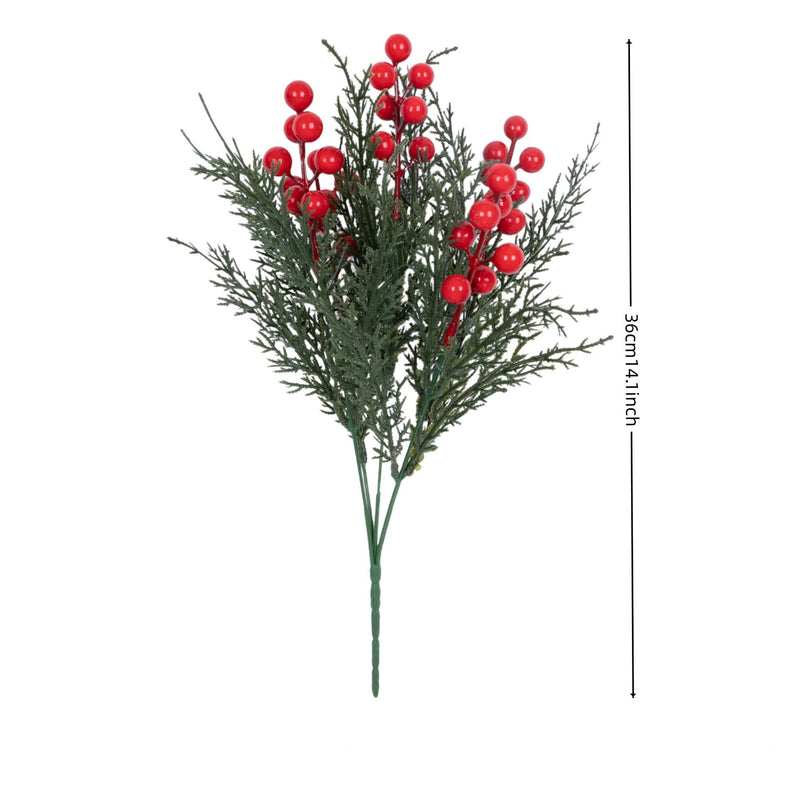 Lifelike Red Christmas Berry Stems, Set of 2, 12-14" Faux Holiday Picks for Festive Wreaths, DIY Wedding Centerpieces, and Winter Home Decor