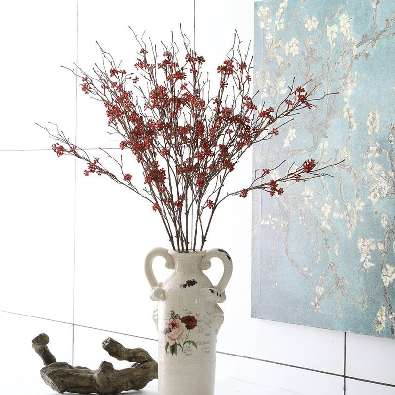 Faux Branch with Wild Berries, 35" Realistic Touch, Perfect for Home Decor, Weddings, Holiday Arrangements