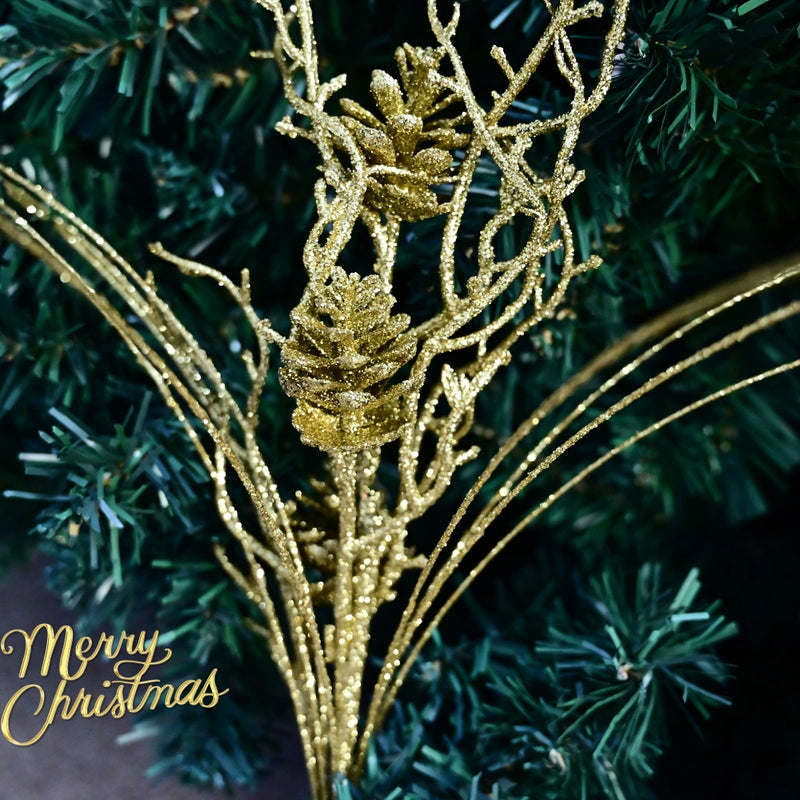Christmas Pinecone Branches Set of 10, 20" Realistic Faux Floral Decor in Gold, Silver, Champagne, Red & Rose Gold, Perfect for Weddings, Home Decor & Holiday Arrangements
