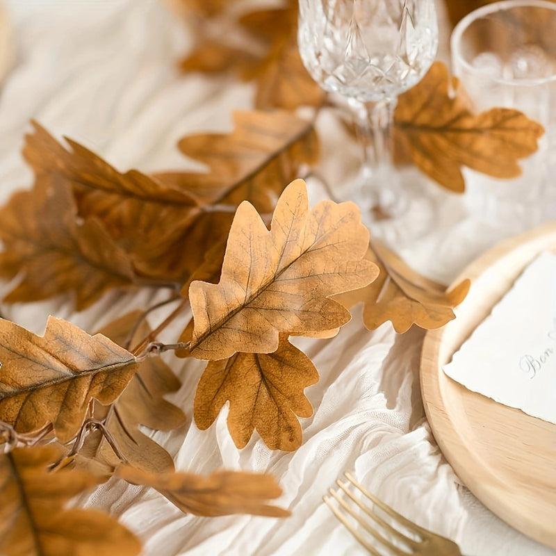 96" Autumn Chrysanthemum Leaf Garland, Realistic Faux Greenery Vine for Wedding Arch, Fireplace Mantel, Fall Table Runner & Seasonal DIY