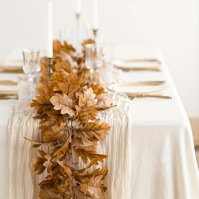 96" Autumn Chrysanthemum Leaf Garland, Realistic Faux Greenery Vine for Wedding Arch, Fireplace Mantel, Fall Table Runner & Seasonal DIY
