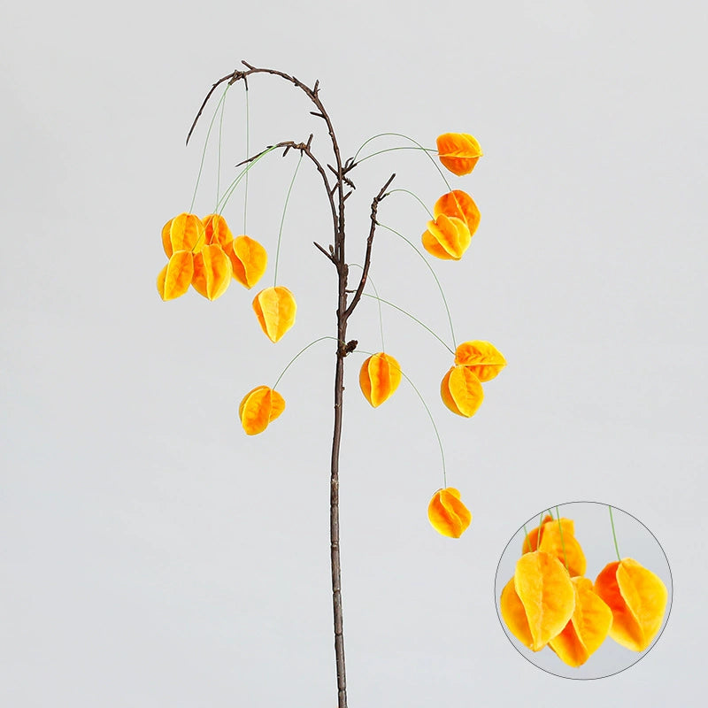 Faux Fruit Lantern Branch, 23" Real-Touch Decorative Berry Stem, Perfect for Weddings, Home Decor, Seasonal Arrangements