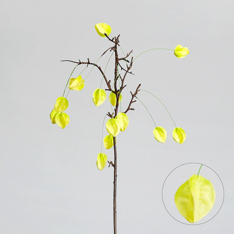 Faux Fruit Lantern Branch, 23" Real-Touch Decorative Berry Stem, Perfect for Weddings, Home Decor, Seasonal Arrangements