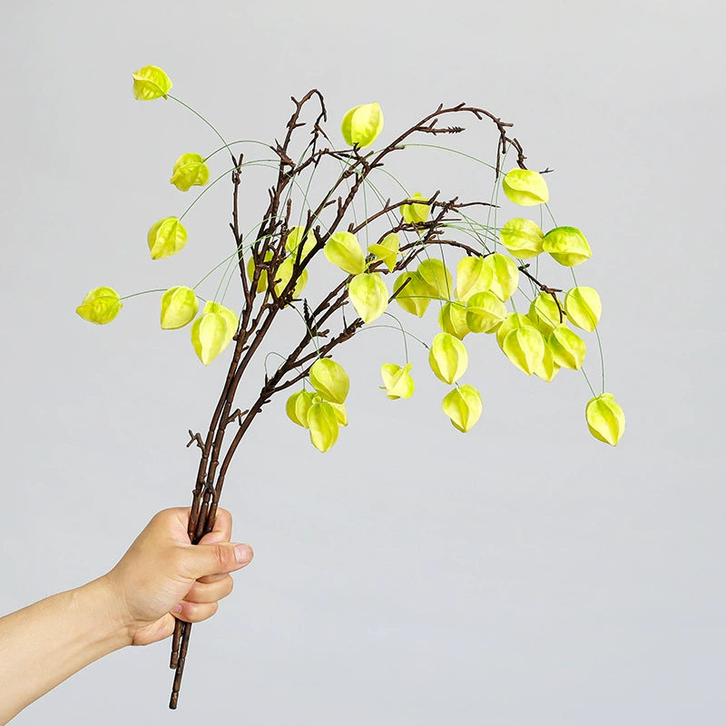 Faux Fruit Lantern Branch, 23" Real-Touch Decorative Berry Stem, Perfect for Weddings, Home Decor, Seasonal Arrangements