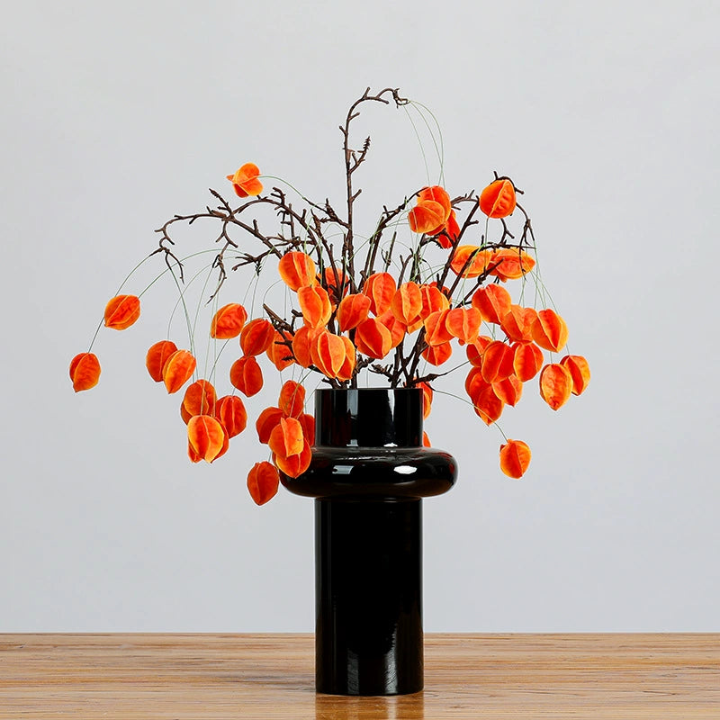 Faux Fruit Lantern Branch, 23" Real-Touch Decorative Berry Stem, Perfect for Weddings, Home Decor, Seasonal Arrangements