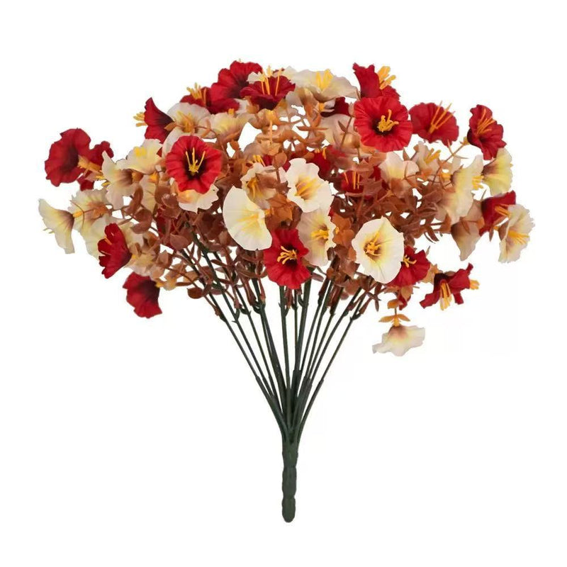 16-Head Autumn Morning Glory Faux Flowers, 14" Real-Touch Eucalyptus, Perfect for Home Decor, Weddings, and Seasonal Arrangements
