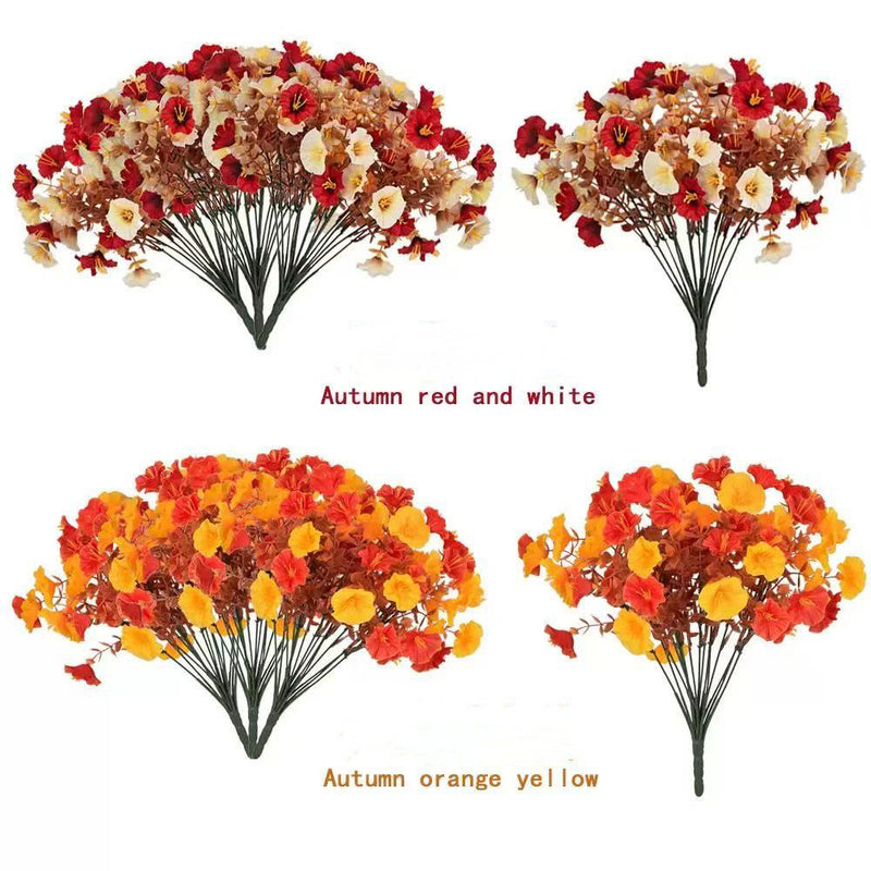 16-Head Autumn Morning Glory Faux Flowers, 14" Real-Touch Eucalyptus, Perfect for Home Decor, Weddings, and Seasonal Arrangements