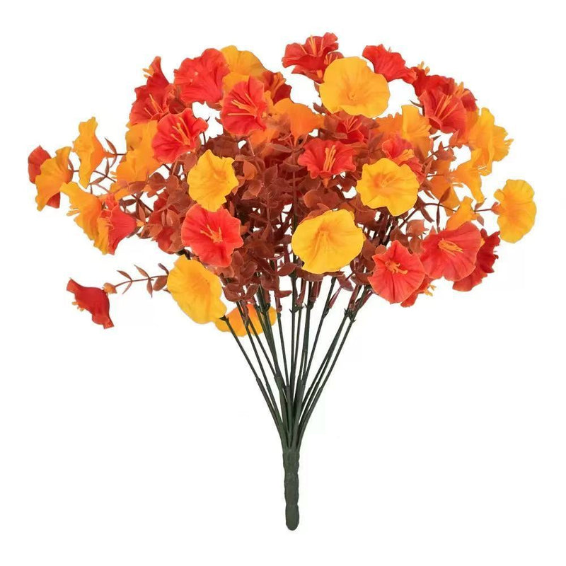 16-Head Autumn Morning Glory Faux Flowers, 14" Real-Touch Eucalyptus, Perfect for Home Decor, Weddings, and Seasonal Arrangements