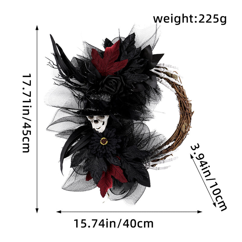 Halloween Skull Wreath with Mesh Accents - 18" Red & 16" Purple - Perfect for Home Decor, Weddings, Parties, and Seasonal Displays