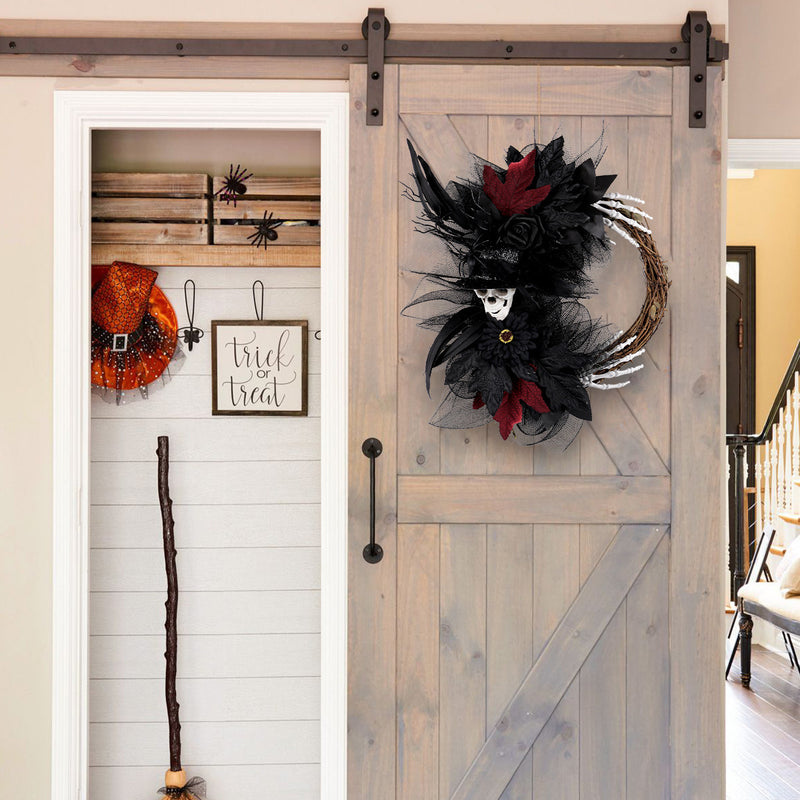 Halloween Skull Wreath with Mesh Accents - 18" Red & 16" Purple - Perfect for Home Decor, Weddings, Parties, and Seasonal Displays