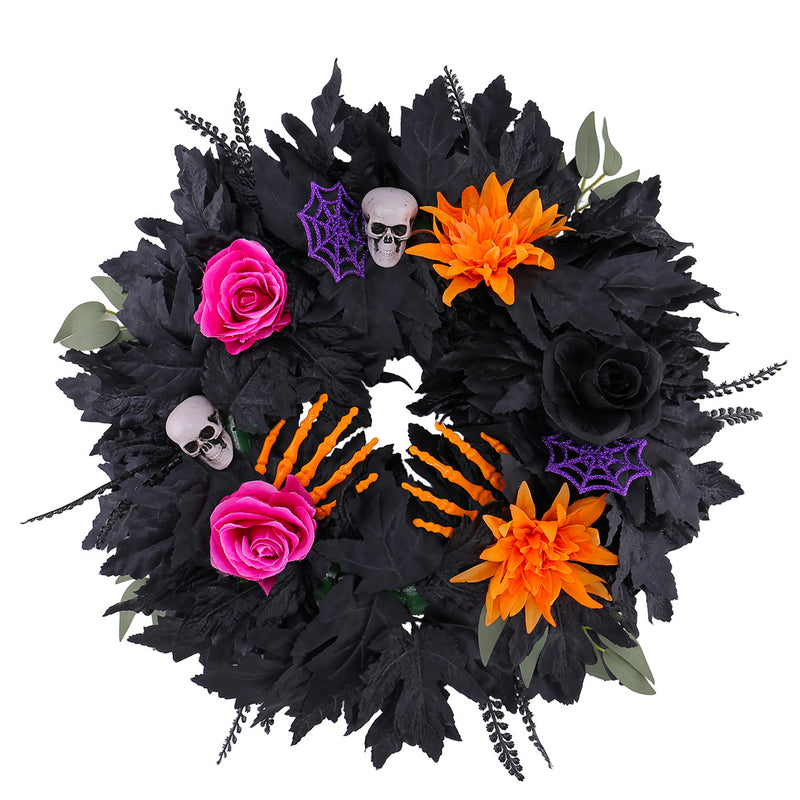 Halloween Black Leaf Floral Wreath, 20" Large, Realistic Touch, Perfect for Home Decor, Weddings, Seasonal Celebrations