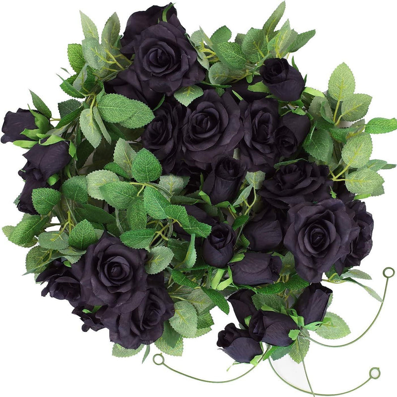 2m Black Rose Vine, Realistic Faux Flowers for Weddings, Home Decor, Halloween & Seasonal Decor, Elegant Floral Arrangement