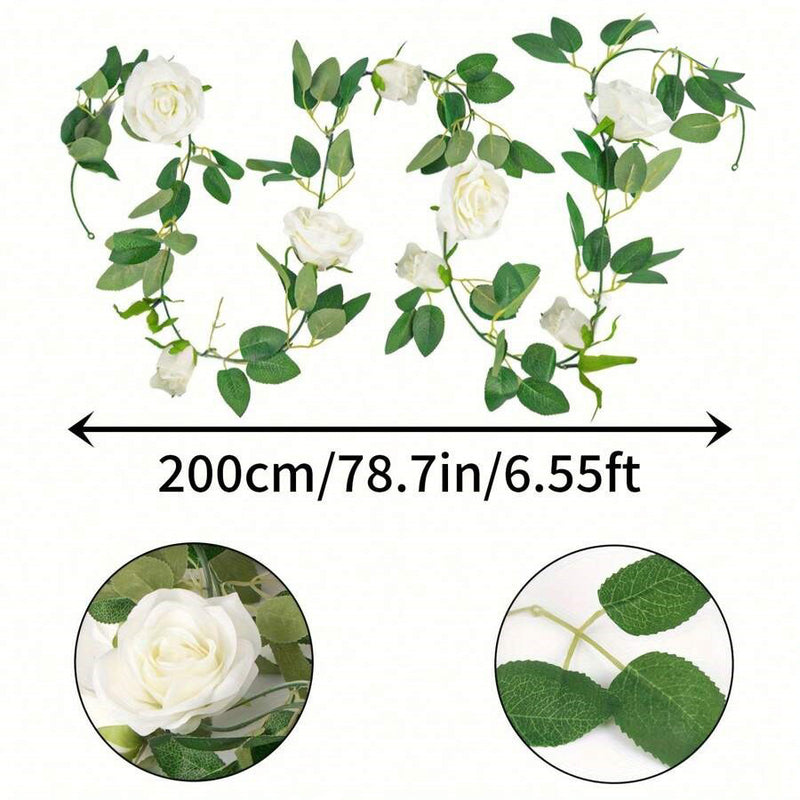 2m Black Rose Vine, Realistic Faux Flowers for Weddings, Home Decor, Halloween & Seasonal Decor, Elegant Floral Arrangement