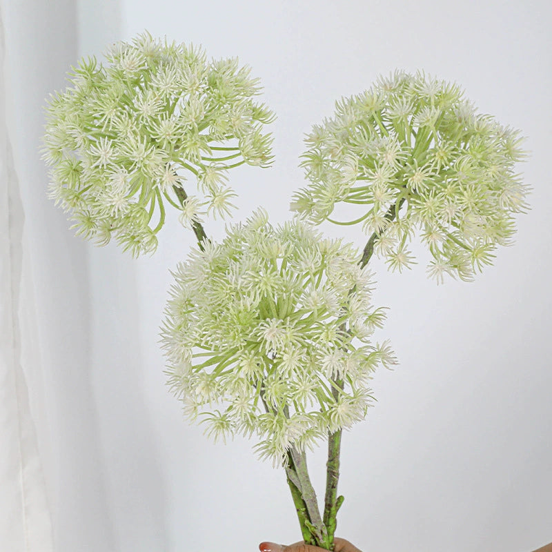 Large Faux Allium Stem, 19 Inch Artificial Dandelion, 7" Flocked Head, Realistic Flower for Wedding Decor, Vase Arrangements & DIY Projects