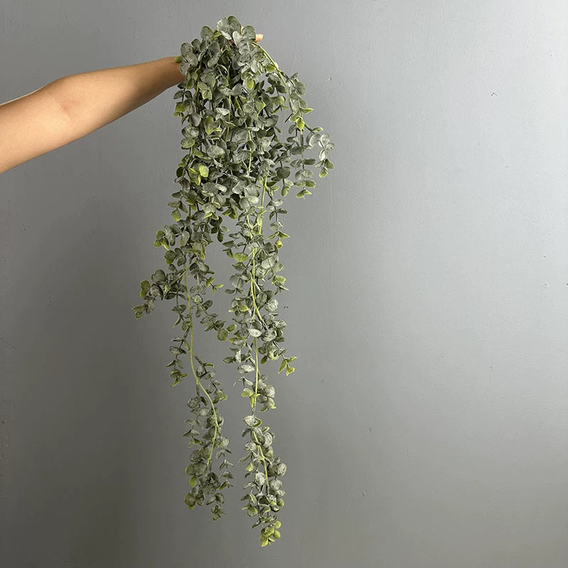 Lifelike 33" Faux Eucalyptus Hanging Vine, Realistic Trailing Silver Dollar Greenery Garland for Wedding Arch, Wall Decor, Mantel & DIY Home Styling