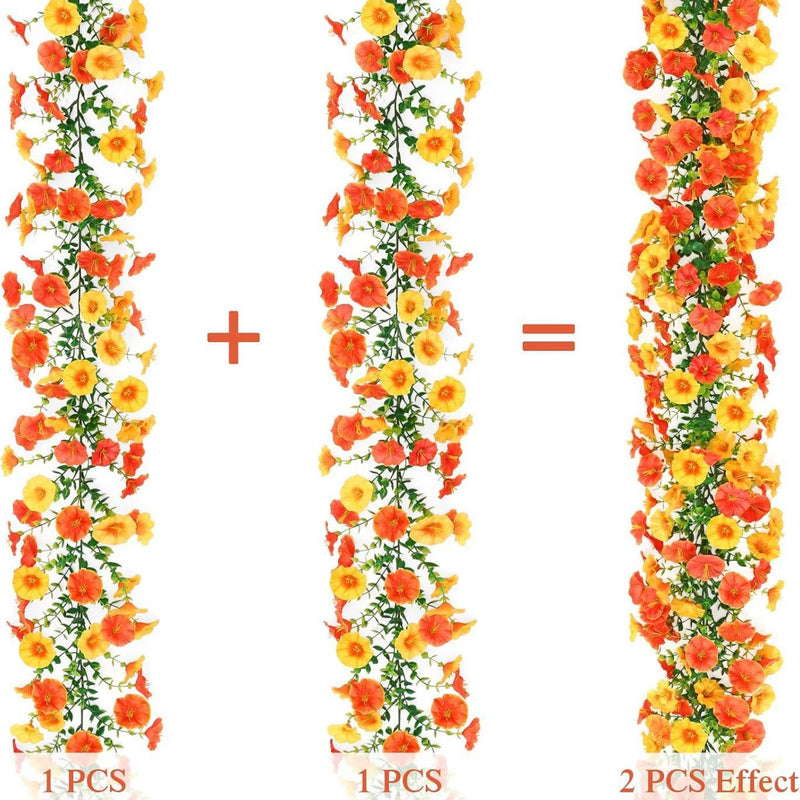 2-Pack Faux Eucalyptus Vines, 71" Realistic Fall Decor, Perfect for Weddings, Home Decor, and Seasonal Arrangements, Purple, Yellow-Orange, White