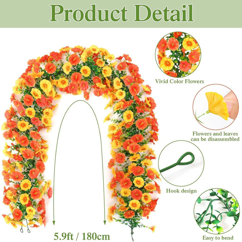 2-Pack Faux Eucalyptus Vines, 71" Realistic Fall Decor, Perfect for Weddings, Home Decor, and Seasonal Arrangements, Purple, Yellow-Orange, White
