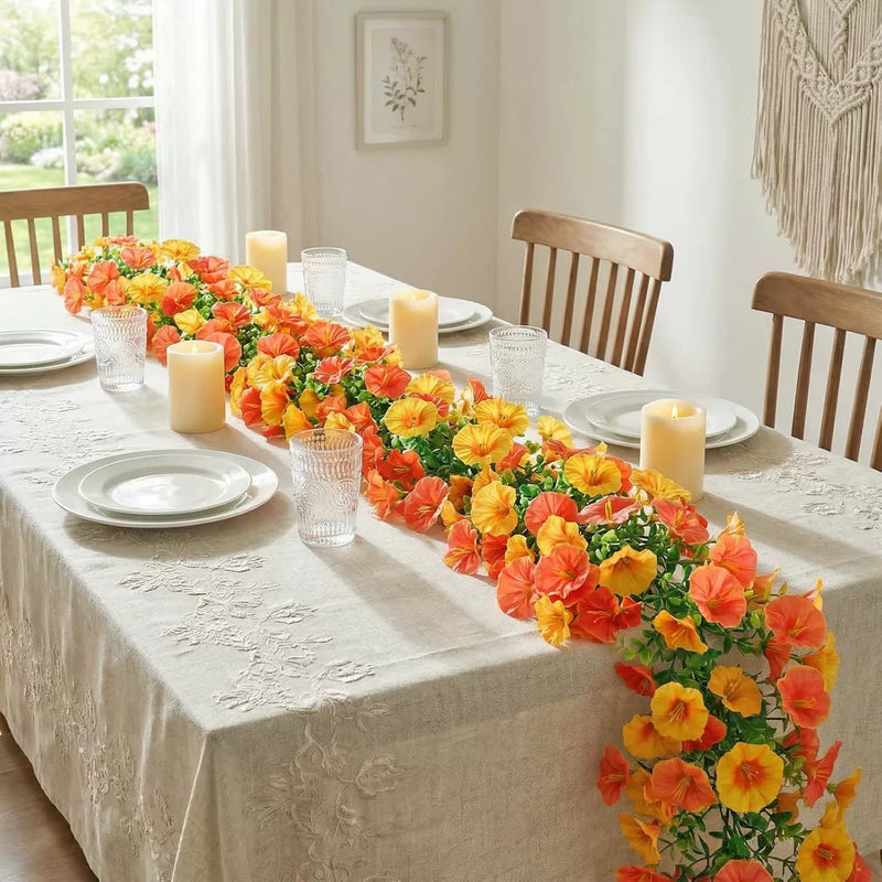 2-Pack Faux Eucalyptus Vines, 71" Realistic Fall Decor, Perfect for Weddings, Home Decor, and Seasonal Arrangements, Purple, Yellow-Orange, White