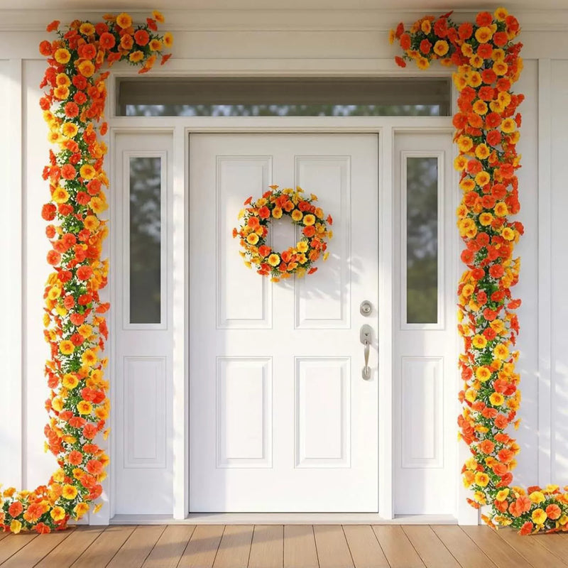 2-Pack Faux Eucalyptus Vines, 71" Realistic Fall Decor, Perfect for Weddings, Home Decor, and Seasonal Arrangements, Purple, Yellow-Orange, White