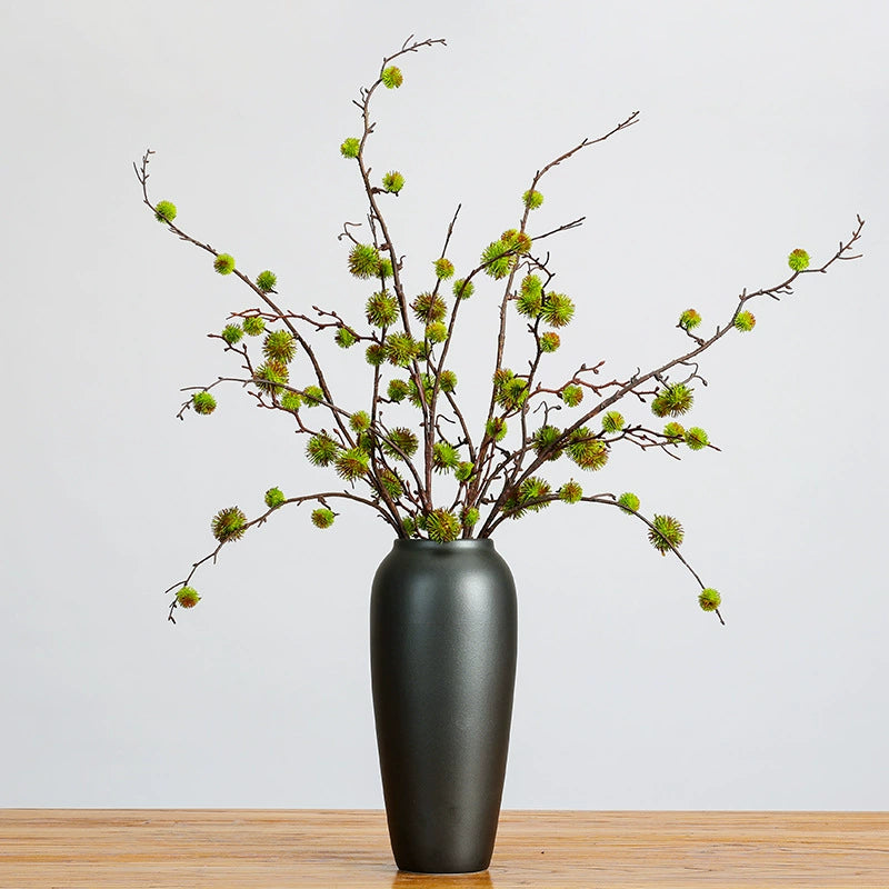 Faux Castor Bean Stem, 39" Tall Artificial Ricinus Branch with Spiky Pods, Textured Vase Filler for Modern Home Decor, Wedding Centerpiece