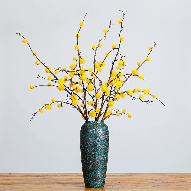 Faux Castor Bean Stem, 39" Tall Artificial Ricinus Branch with Spiky Pods, Textured Vase Filler for Modern Home Decor, Wedding Centerpiece