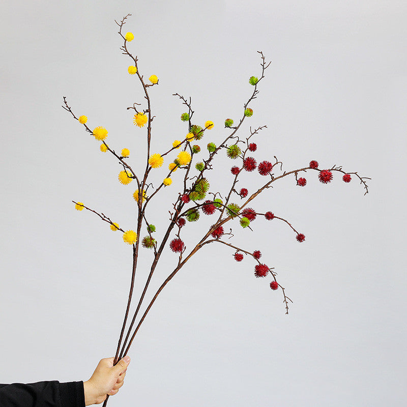 Faux Castor Bean Stem, 39" Tall Artificial Ricinus Branch with Spiky Pods, Textured Vase Filler for Modern Home Decor, Wedding Centerpiece