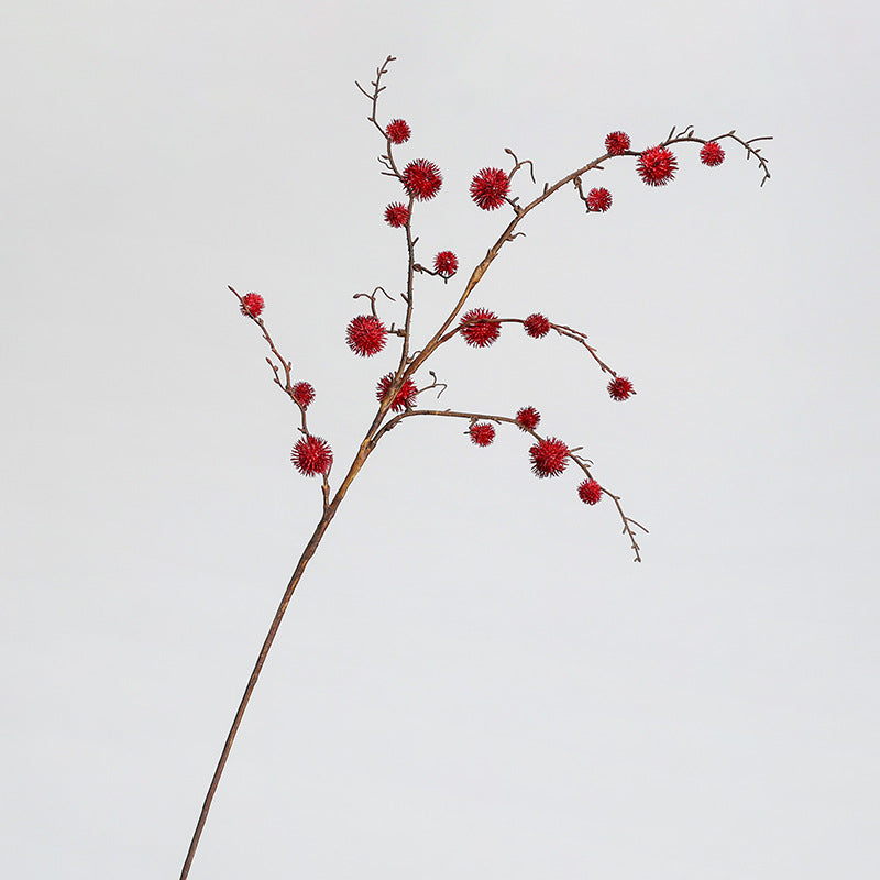 Faux Castor Bean Stem, 39" Tall Artificial Ricinus Branch with Spiky Pods, Textured Vase Filler for Modern Home Decor, Wedding Centerpiece