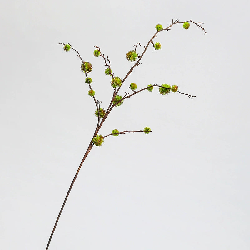 Faux Castor Bean Stem, 39" Tall Artificial Ricinus Branch with Spiky Pods, Textured Vase Filler for Modern Home Decor, Wedding Centerpiece
