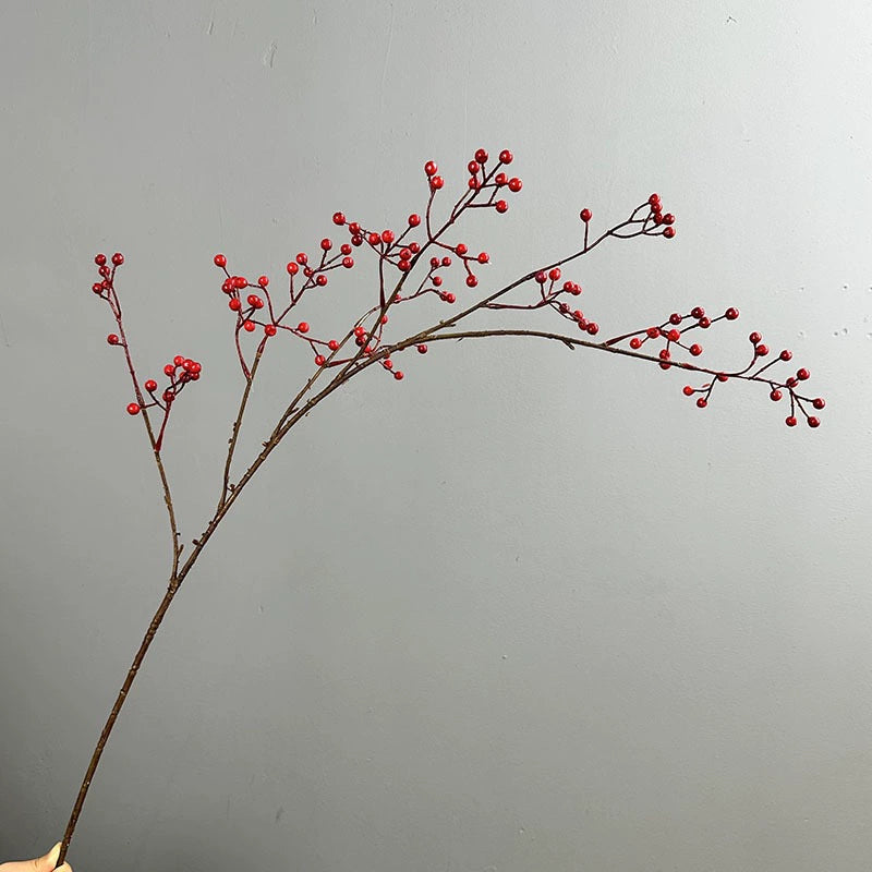 45" Long Stem Faux Berry Branch, Realistic Autumn Berries for Vase, Rustic Wedding Decor, Fall Home Arrangement, Seasonal Floral