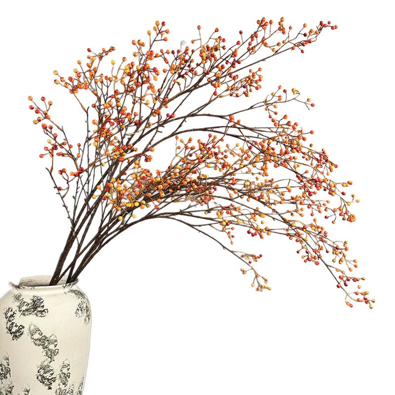 45" Long Stem Faux Berry Branch, Realistic Autumn Berries for Vase, Rustic Wedding Decor, Fall Home Arrangement, Seasonal Floral