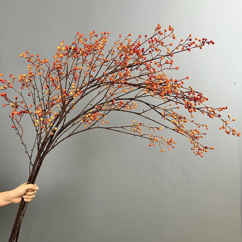 45" Long Stem Faux Berry Branch, Realistic Autumn Berries for Vase, Rustic Wedding Decor, Fall Home Arrangement, Seasonal Floral