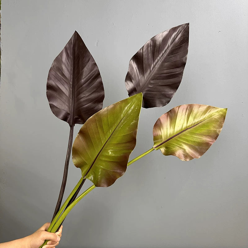 Large Faux Calla Lily Leaf Stem, 29" Real Touch Tropical Leaf, Architectural Accent for Tall Vases, Moody Home Decor, DIY Wedding Florals