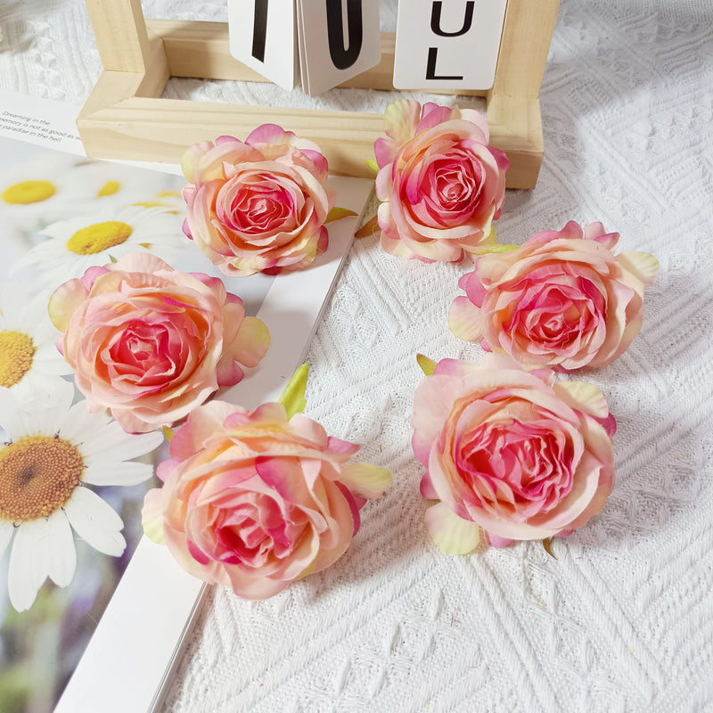 5-Pack Lush 2" Silk Rose Heads, Realistic Faux Flowers for DIY Wedding Bouquets, Event Decor, Corsages & Centerpieces