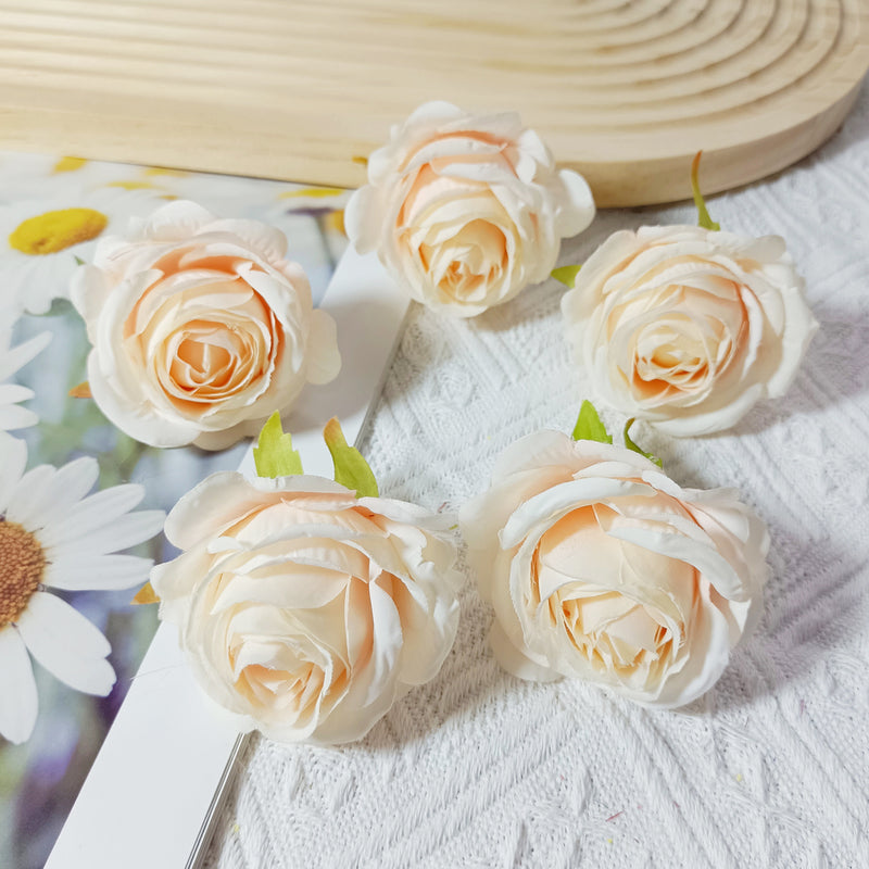 5-Pack Lush 2" Silk Rose Heads, Realistic Faux Flowers for DIY Wedding Bouquets, Event Decor, Corsages & Centerpieces