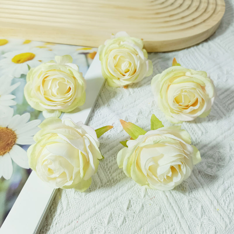 5-Pack Lush 2" Silk Rose Heads, Realistic Faux Flowers for DIY Wedding Bouquets, Event Decor, Corsages & Centerpieces