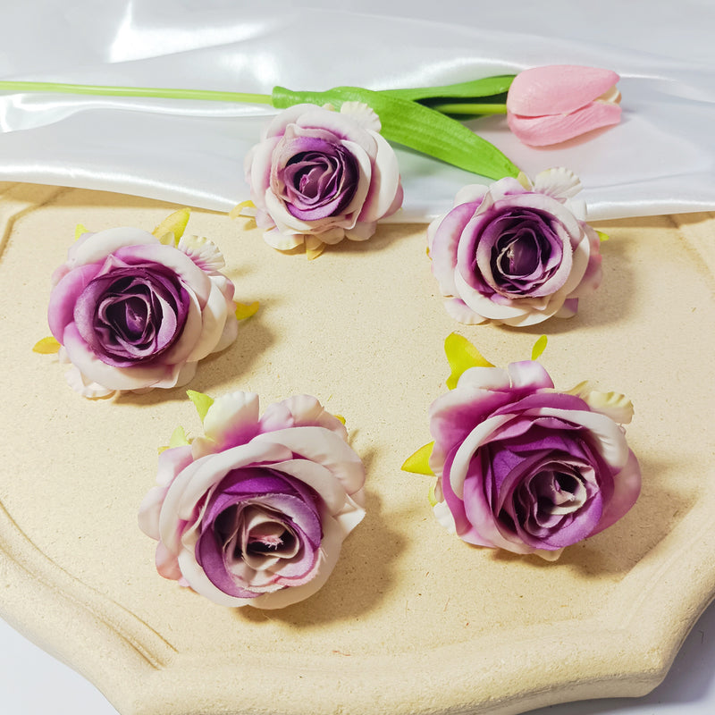 5-Pack Lush 2" Silk Rose Heads, Realistic Faux Flowers for DIY Wedding Bouquets, Event Decor, Corsages & Centerpieces