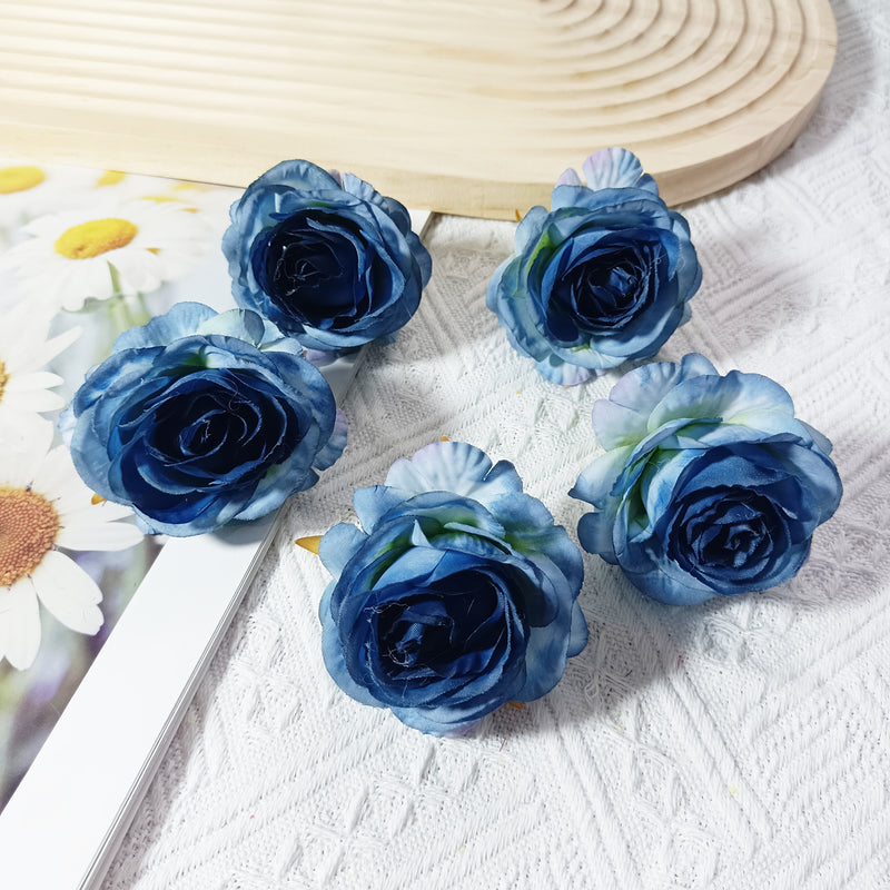 5-Pack Lush 2" Silk Rose Heads, Realistic Faux Flowers for DIY Wedding Bouquets, Event Decor, Corsages & Centerpieces