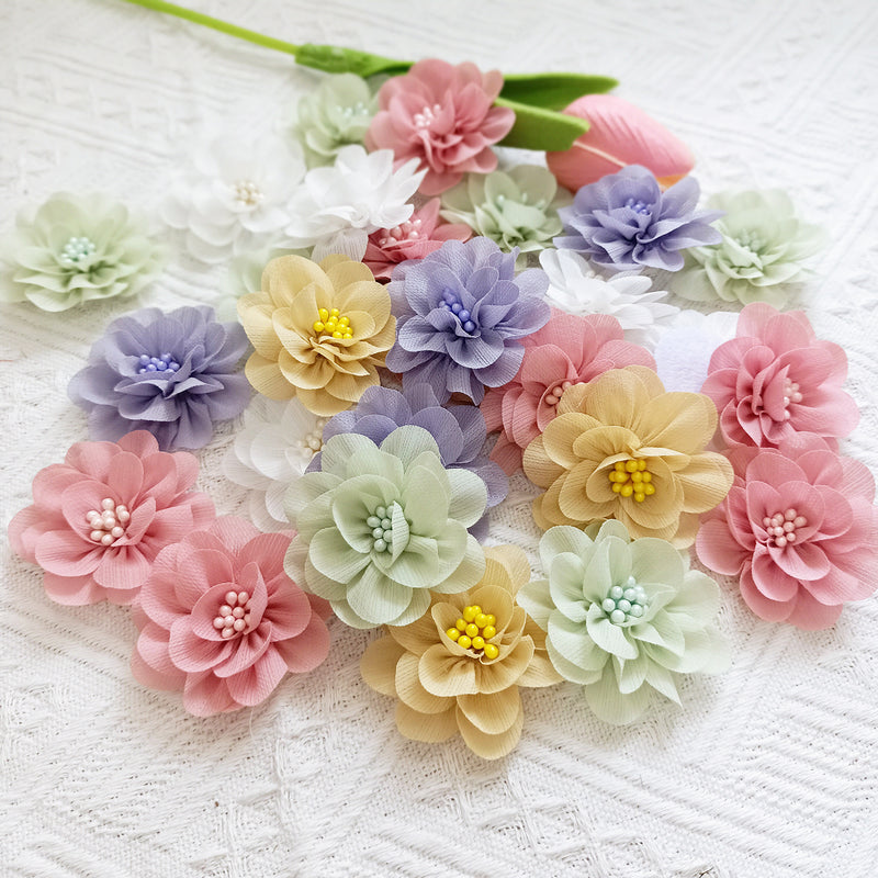 2-Inch Fabric Wildflower Heads, Small Artificial Flowers for DIY Wedding Crafts, Rustic Boutonnieres, Corsages, Hair Clips, Gift Toppers