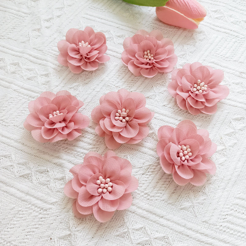2-Inch Fabric Wildflower Heads, Small Artificial Flowers for DIY Wedding Crafts, Rustic Boutonnieres, Corsages, Hair Clips, Gift Toppers