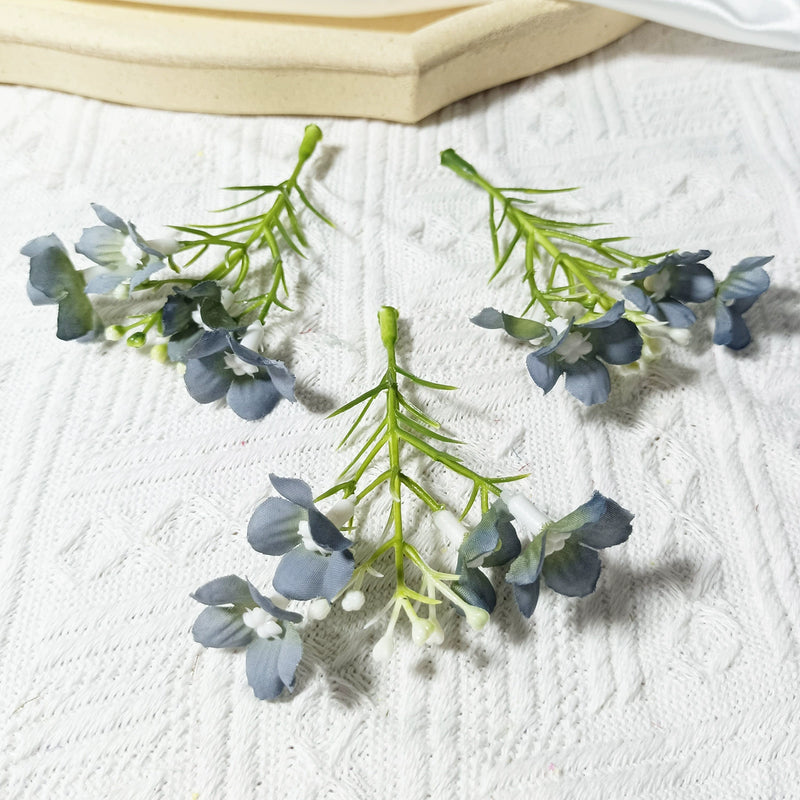 Mini Wildflower Stems, 10-Pack, 3" Small Faux Floral Picks for DIY Wedding Boutonnieres, Corsage Making, Realistic Craft Supplies