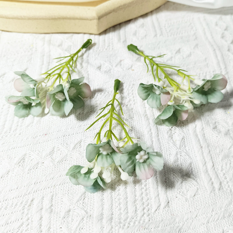 Mini Wildflower Stems, 10-Pack, 3" Small Faux Floral Picks for DIY Wedding Boutonnieres, Corsage Making, Realistic Craft Supplies