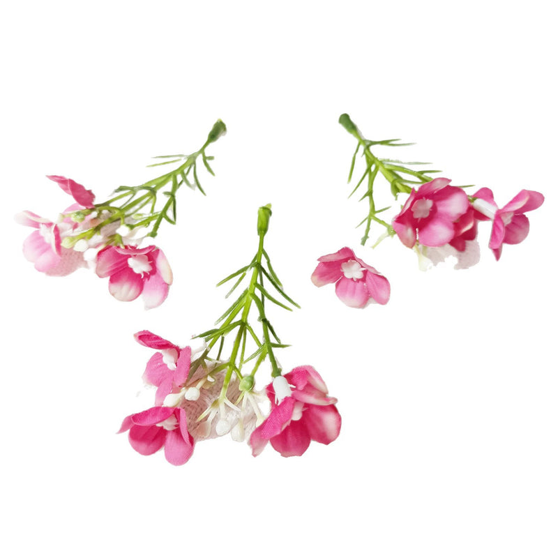 Mini Wildflower Stems, 10-Pack, 3" Small Faux Floral Picks for DIY Wedding Boutonnieres, Corsage Making, Realistic Craft Supplies